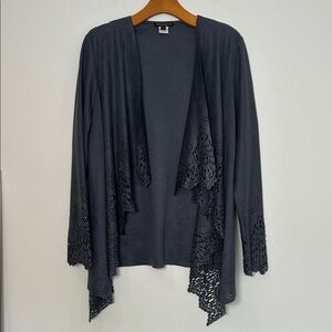 Alberto Makali Faux Suede Beaded Laser Cut Cardigan S